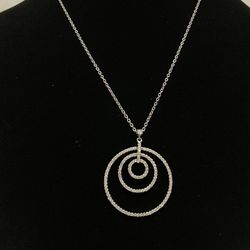 14” 14KWG Necklace W/Crystal Pendant 