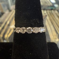 14KT White Gold Band W/ Natural Diamonds 36508-1