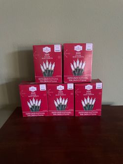 5 Boxes of NEW Holiday Time Clear 100 Mini Lights with Green Wire