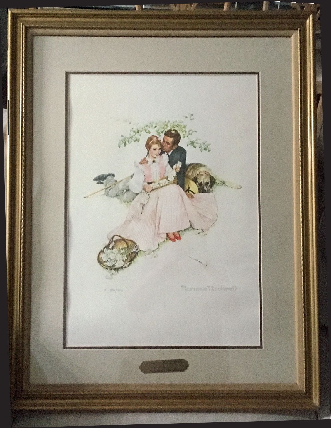 Norman Rockwell Framed and Numbered Print - Flowers In Tender Bloom