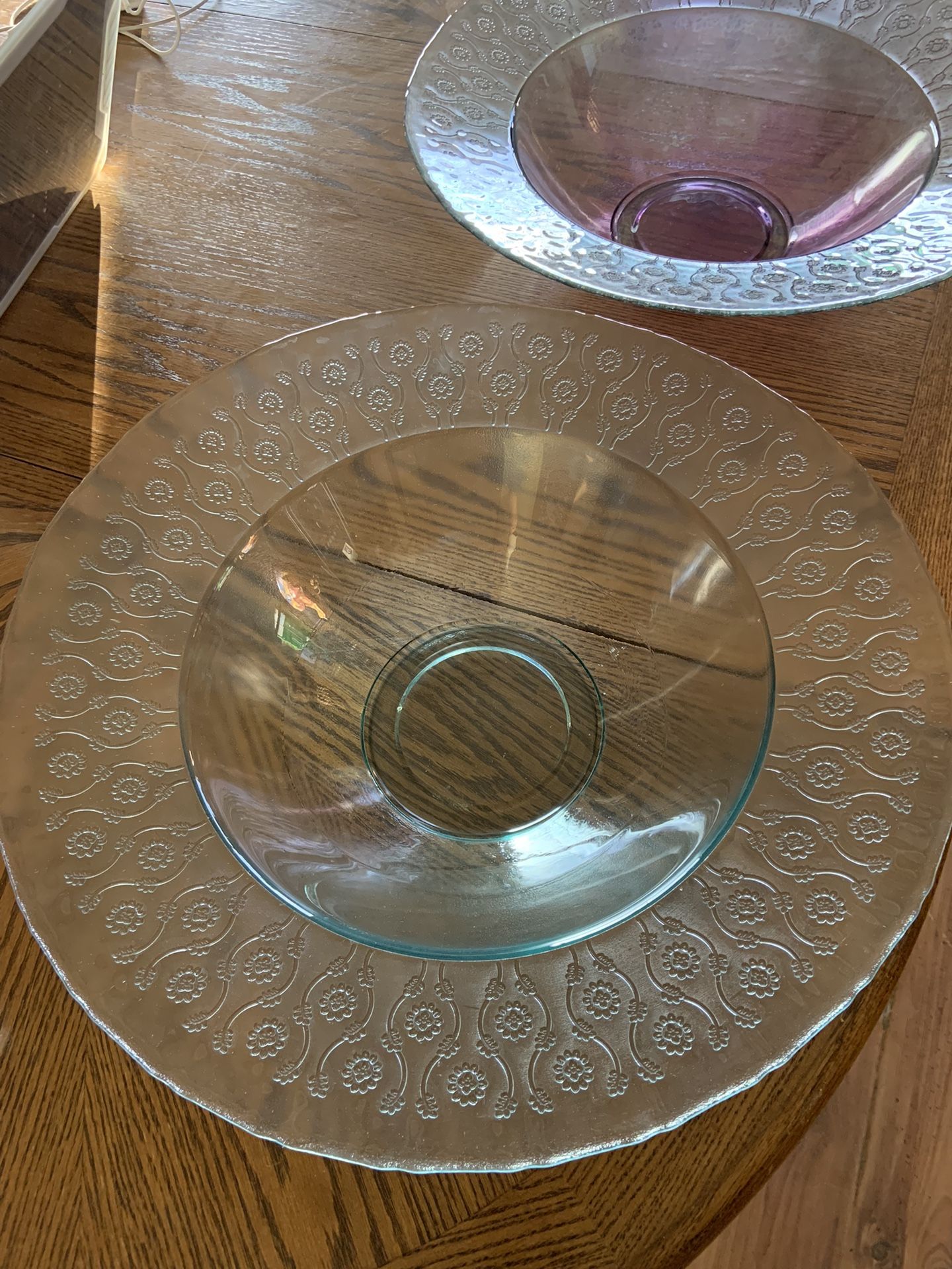 Beautiful Large Vintage Glass Bowl Platter Tray