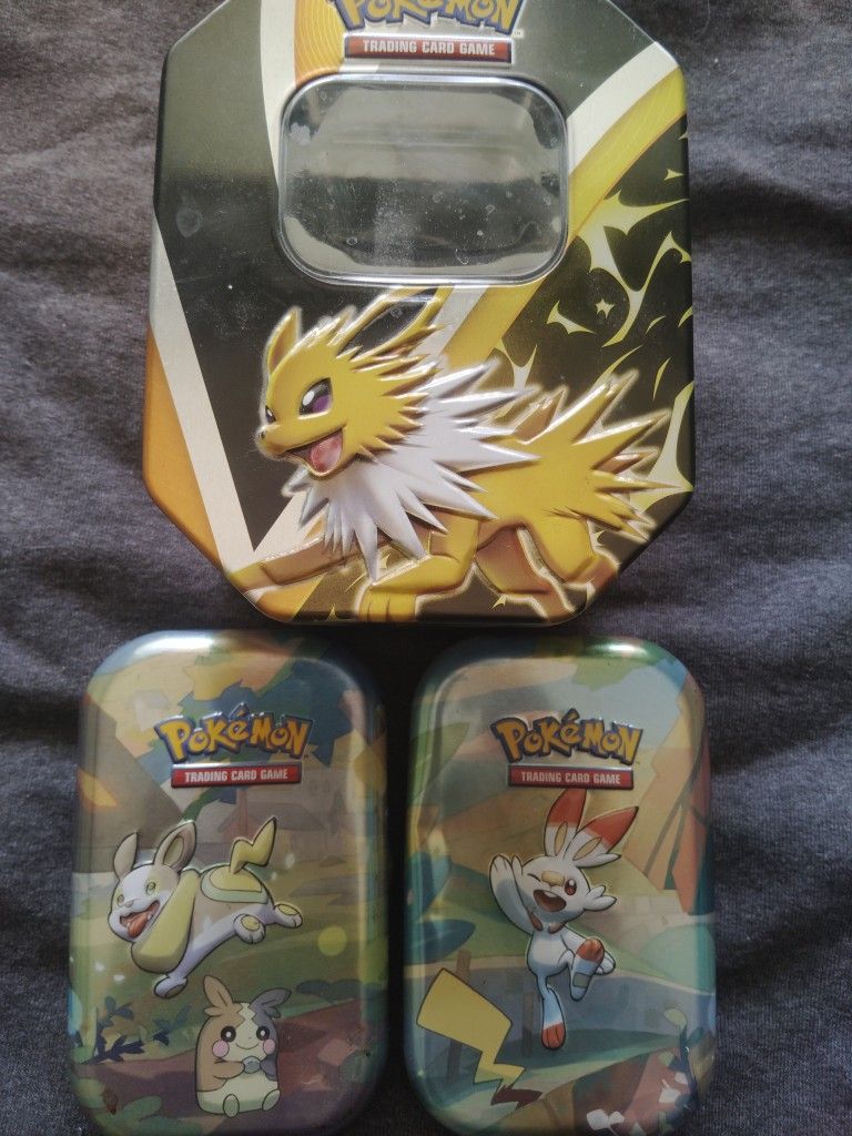 Pokemon Cards Tins Evolving Skies Jolteon, Yamper And Scorbunny