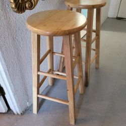  2 COOL STOOLS REAL WOOD STURDY