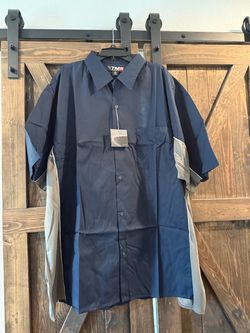 Tri-Mountain TMR Shirt Mens 4XL Tri Mountain Racewear Racing Mechanic Shirt Navy/Charcoal/White