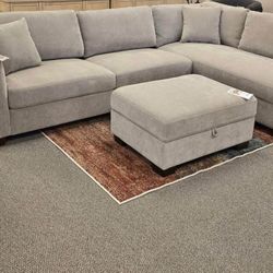Free Delivery  Thomasville Walsen Fabric Sectional with Storage Ottoman (Costco Item #1570132)
