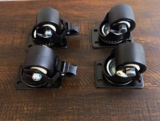 Set of 4 3”Swivel Plate Caster Wheels with Brakes, Mounting Plates