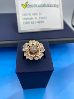 14K Rose Gold Diamond Blossom Statement Ring