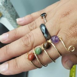 Handmade chakra beaded copper Ring