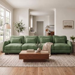 Rosedale 132" 4-Seater Chenille Curve Design Modular Sofa with 4 Waist Pillow