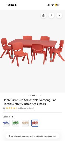 Adjustable Rectangular Plastic Activity Table Set Chairs