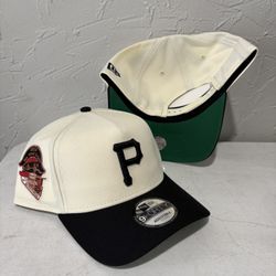 MLB New Era Pittsburgh Pirates Off White Black Brim 1959 All Star Patch 9forty A Frame SnapBack Hats 