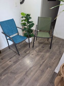 Patio Sling Chairs with Metal Frame – Set of 2