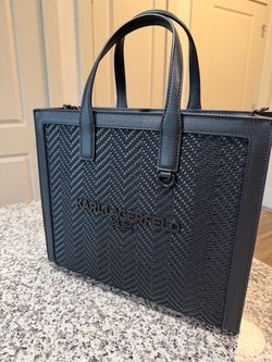 Karl Lagerfeld Woven Black Tote Handbag
