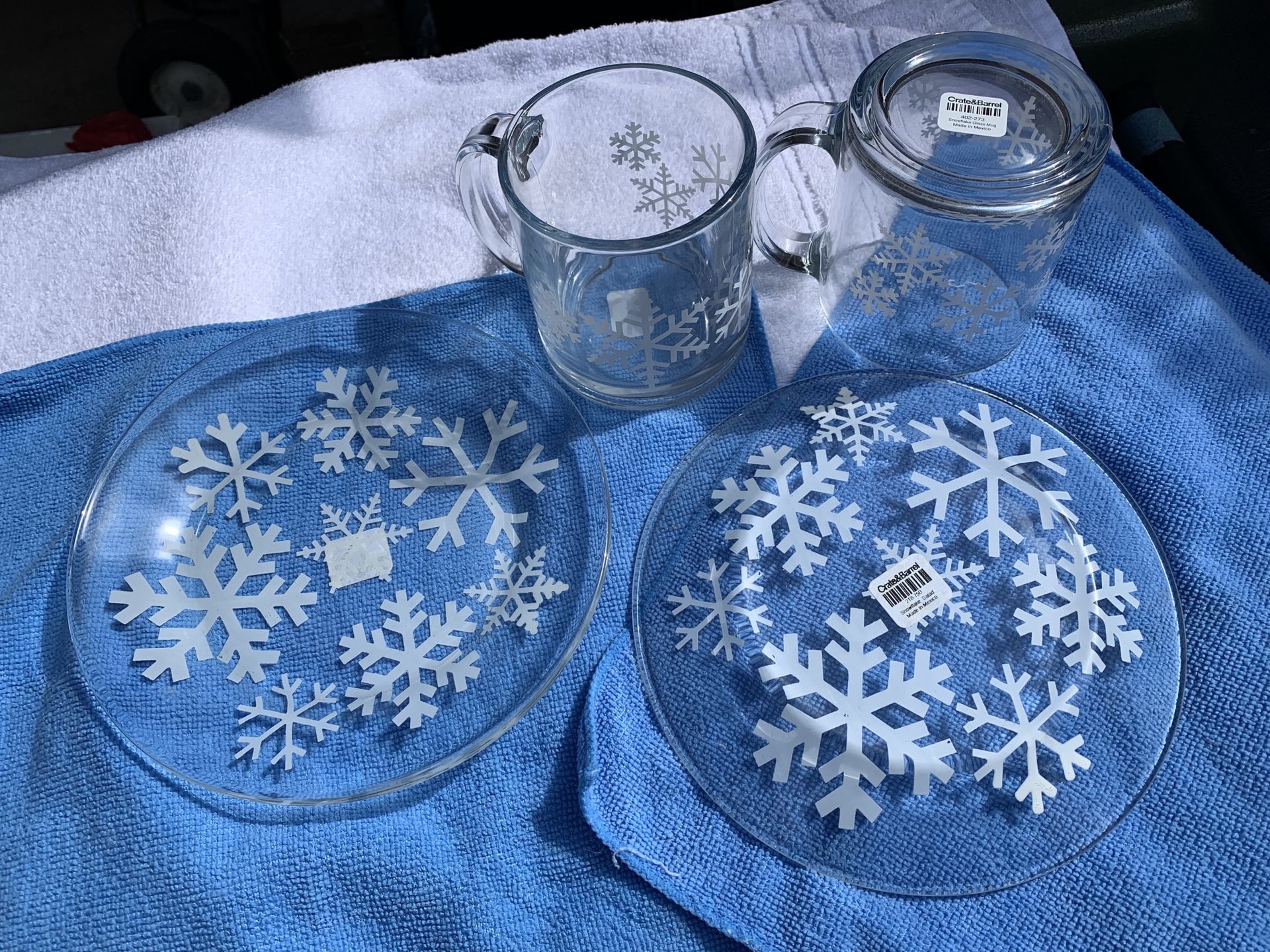 Crate&Barrel glasses and plates