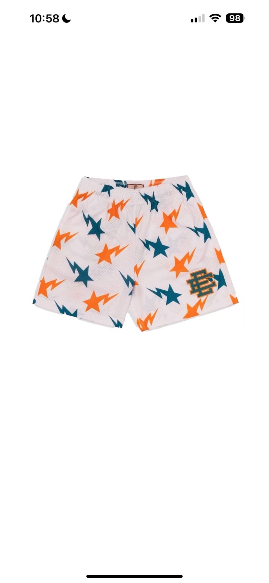 Eric Emanuel X Bape White Teal And Orange Shorts