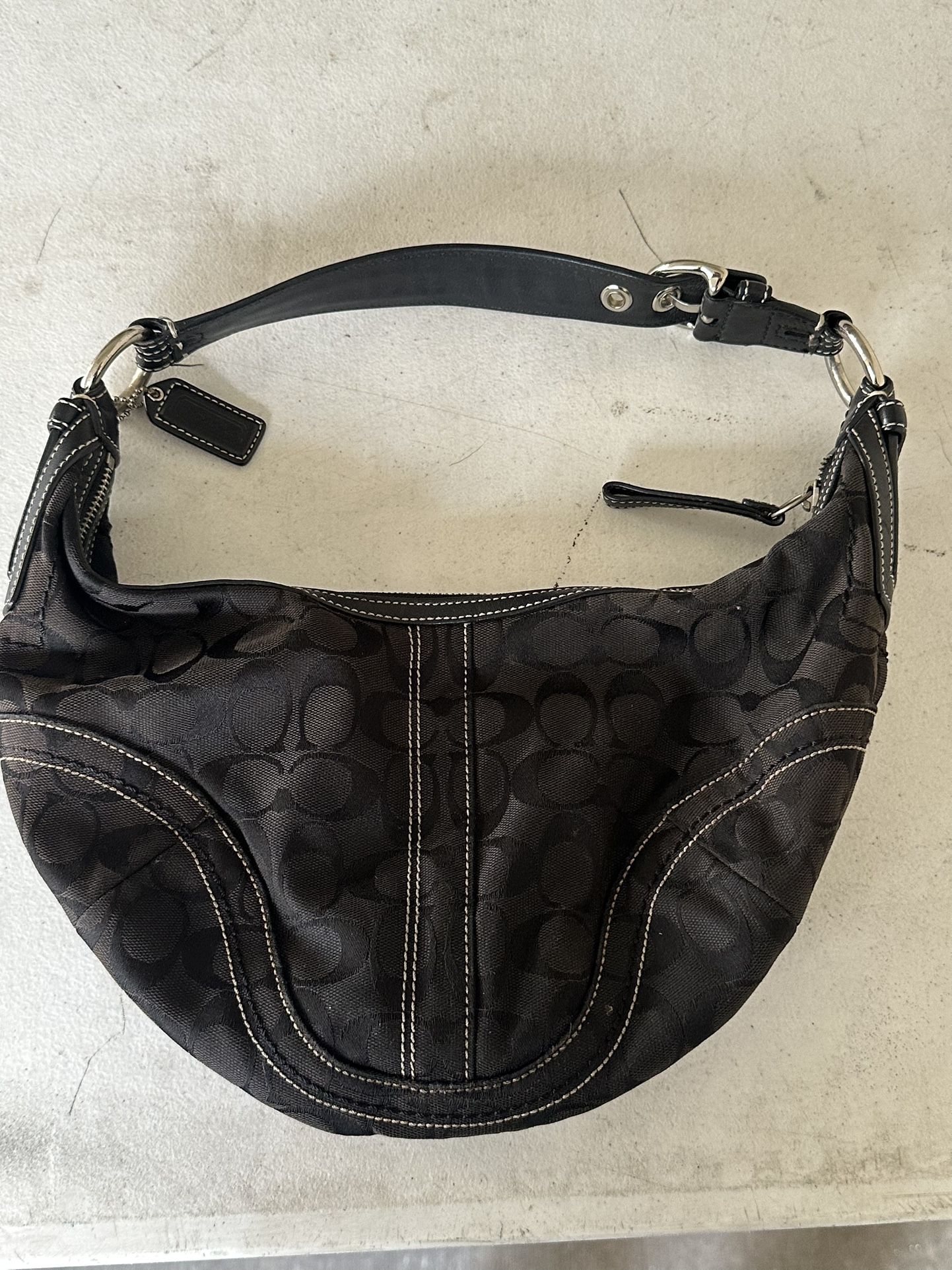 Coach #10074 Black Hobo Shoulder Bag Y2K Signature Canvas