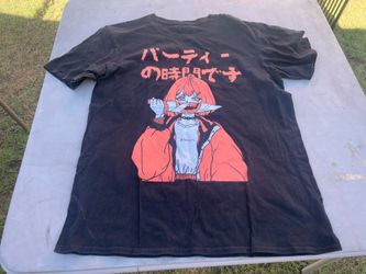PARTY TIME Size L Shirt Peach Anime Cute Girl  Knife Smile Skull Manga Hot Topic