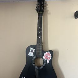 38" Black Acoustic beginner guitar Matte Finish, 18 Frets, Basswood Panel