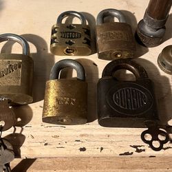 Old Solid Copper & Brass Locks & Hose Attachments.