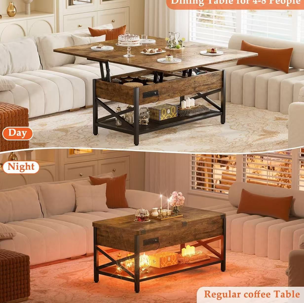 ❤️Aheaplus Rustic Brown Coffee Table