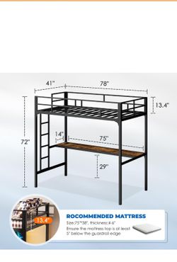 Twin loft bed with desk