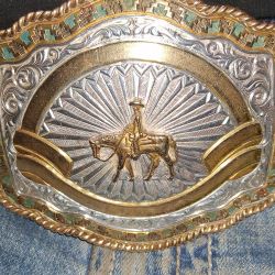 Cumerin Belt Buckle Heavy Silver Plat  With Bronze On It