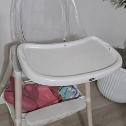 Primo Vista 3-in-1 Convertible High, Toddler, & Rocking Chair, Clear, Transparent Seat