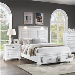 Queen Size White bed with Orthopedic Mattress