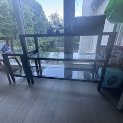3 Tier Metal And Glass Side Table And 2 Tier End Table 