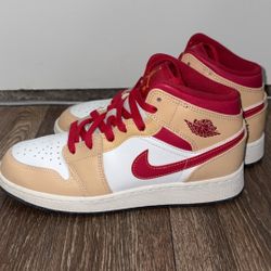 Jordan 1 Mid ‘Light Curry’ Cardinal Red
