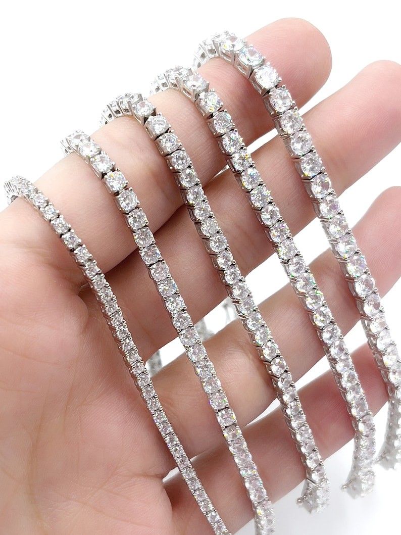 925 Silver Tennis Moissanite Bracelets Made In Italy For Men Women And Kids