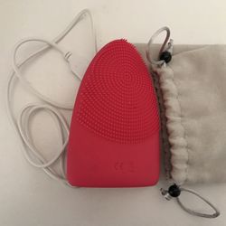 Electric Rechargeable Silicone Cleansing Brush,Ultrasonic IPX6 Waterproof Bath Brush, Multi-functional Sonic Massage Brush for Face and Body(Pink)