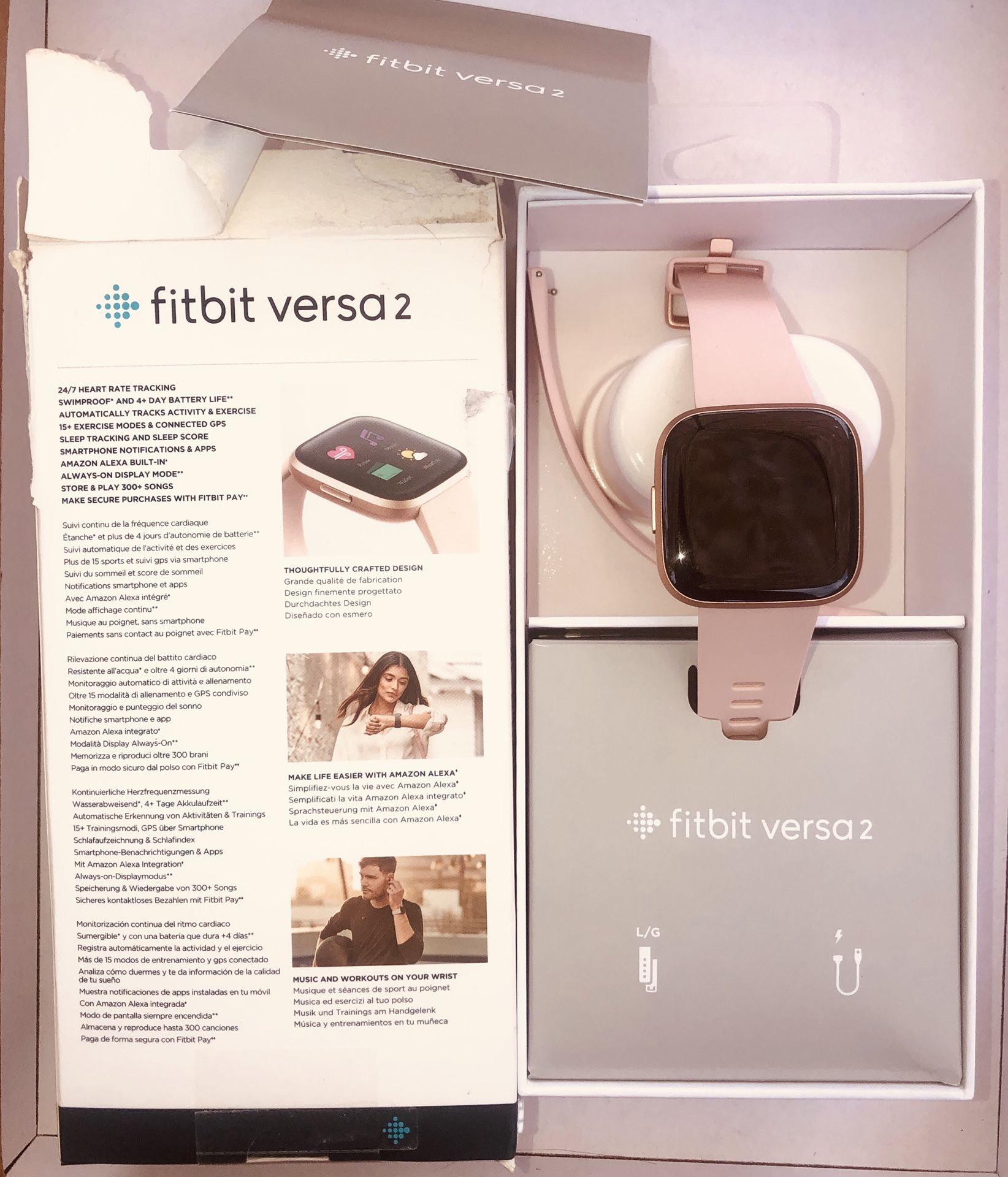 Fitbit Versa Rose Gold (open box never used)