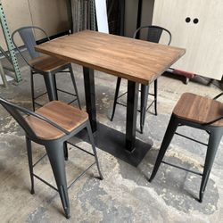 Custom Heavy-Duty Wood Table With Metal Ba