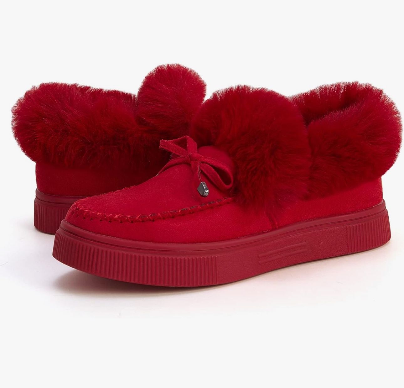 TINSTREE Winter Flat Boots Warm Durable Shoes Casual Fashion Fur Lining Ankle 