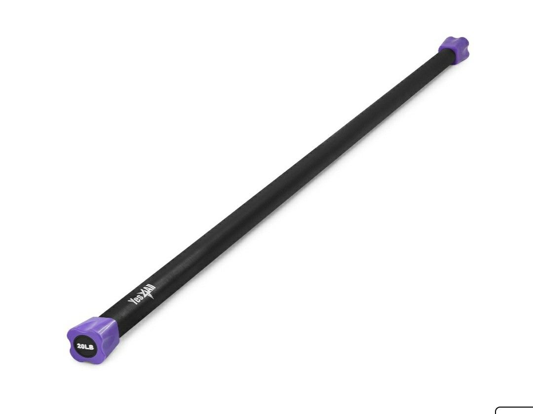 Yes4All - Weighted Workout Bar w Foam Padded Surface, 20 lbs