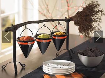 Halloween witch-themed display and snack bowl serving piece