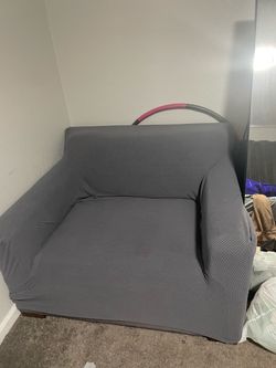 Gray Oversized Accent Chair with Slipcover