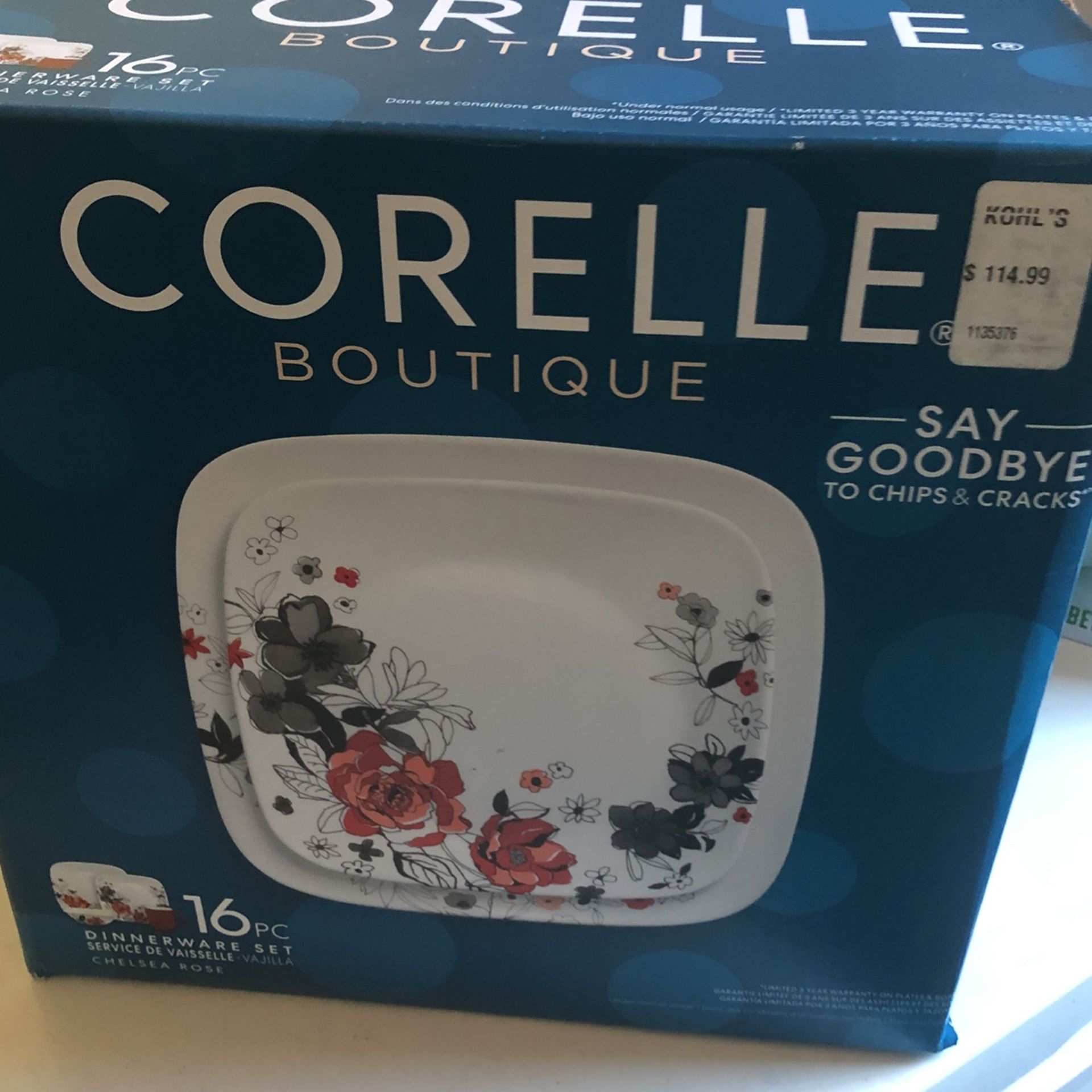 Corelle 16 pc set new in walmart site $170  we have two of them $230