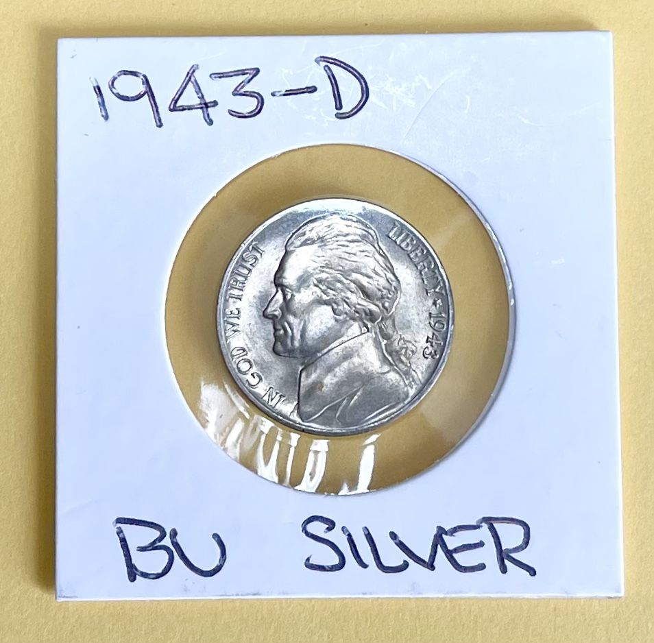 1943 - D. Silver Brilliant Uncirculated Jefferson Nickel.