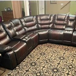 Two Tone Manuel Recline Sectional 