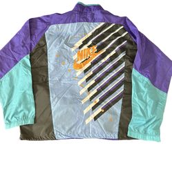 Vintage Grape Teal / Purple / Black Big Nike Logo Zip Up Windbreaker Size Large 