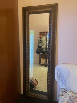 Elegant Full-Length Mirror Dark Wood Frame