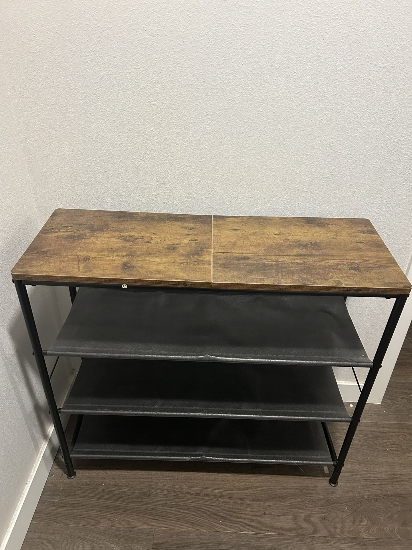 Wood Top Shoe Rack