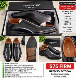 GRIMENTIN Black Dress Shoes – Size 9.5