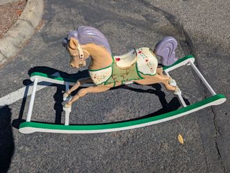 Wood Hand Carved Rocking Horse - Antique, Collectable