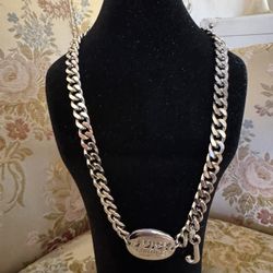 VINTAGE JUICY COUTURE SILVER CHAIN CHOKER LOGO CRYSTAL NECKLACE