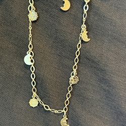 Sterling Silver Moon And Sun Anklet Italy New