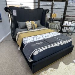 Black Tufted Bed Frame 