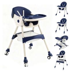 Multifunctional Dining Chair with Wheels Adjustable High and Low Seat Foldable Reclining Chair Convertible